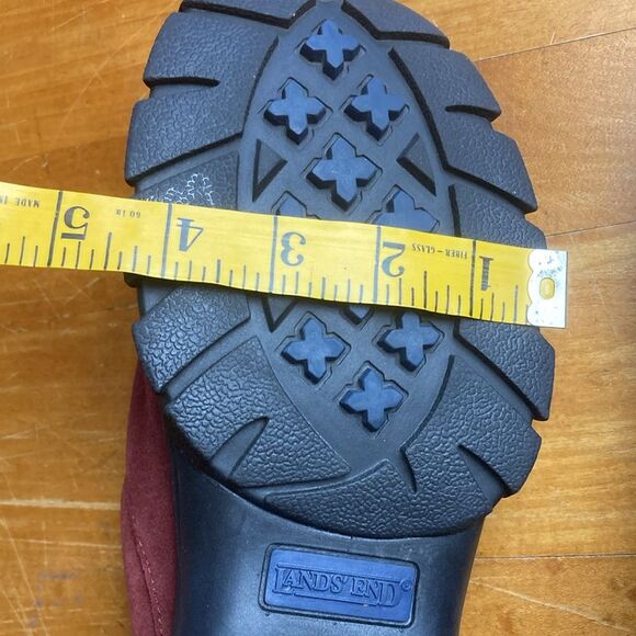Lands End 86166 Womens Size 7B Dark Red Suede Leather Slides Clogs Slippers - Picture 10 of 11
